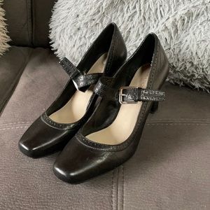 FRANCO SARTO Black Leather Heels Size 9